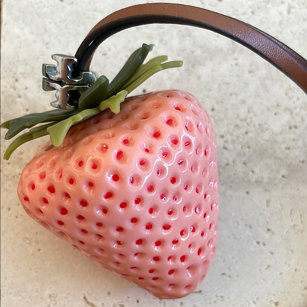 Tory Burch Strawberry Bag Charm Whimsical Novelty Designer Keychain Accessory - Picture 1 of 6